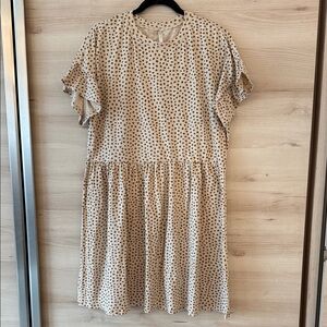 Rylee + Cru Tan Polka Dot Midi Dress